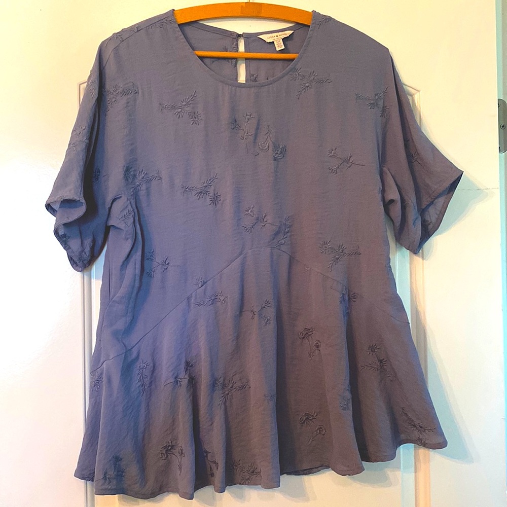 Lucky Brand Tunic blouse flower embroidery